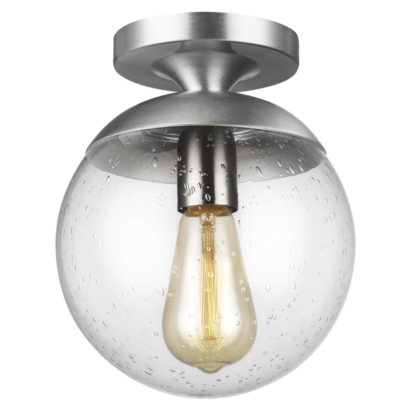 Leo - Hanging Globe One Light Wall / Ceiling Semi-Flush Mount with Clear Seeded Glass