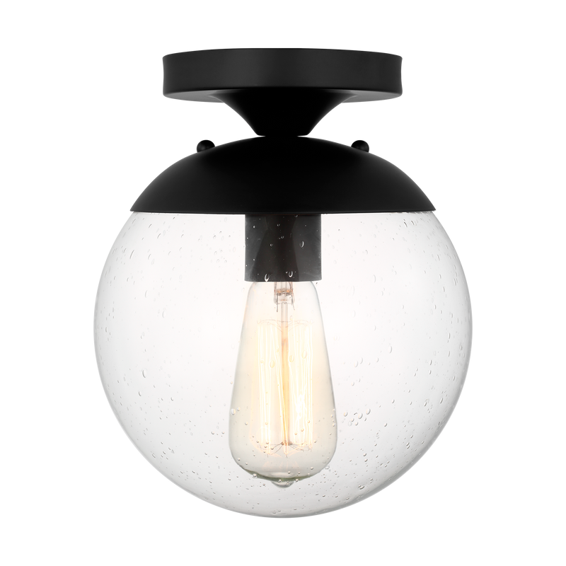 Leo - Hanging Globe One Light Wall / Ceiling Semi-Flush Mount with Clear Seeded Glass