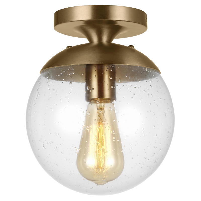 Leo - Hanging Globe One Light Wall / Ceiling Semi-Flush Mount with Clear Seeded Glass