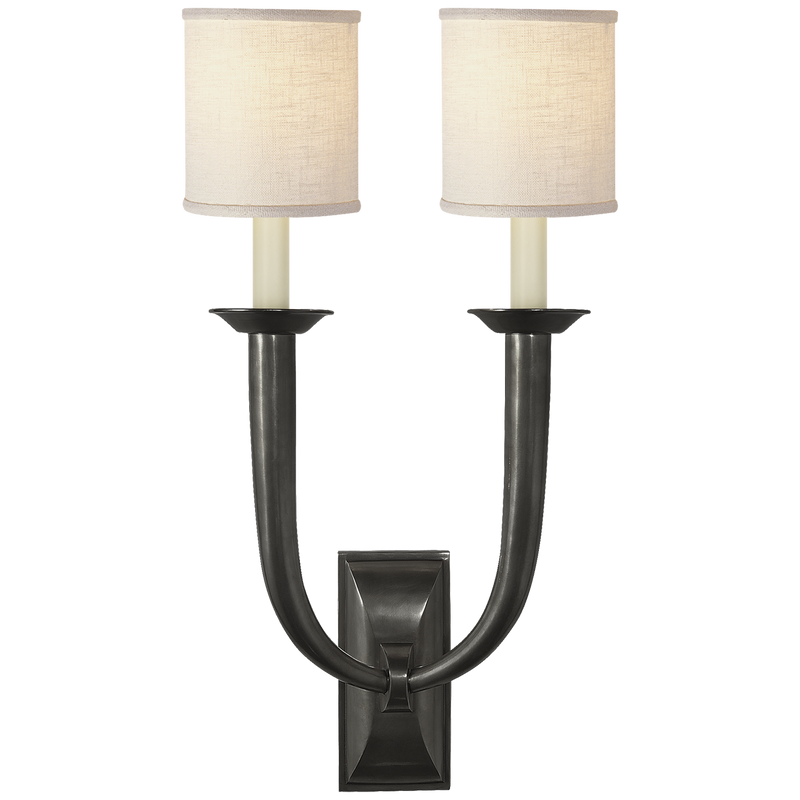 French Deco Horn Double Sconce