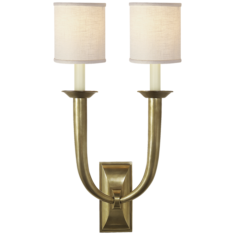 French Deco Horn Double Sconce