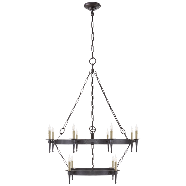 Branson Medium Two-Tiered Ring Torch Chandelier