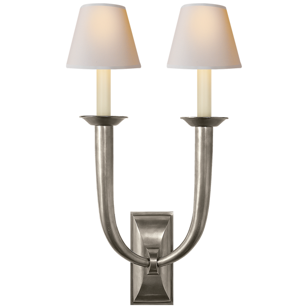 French Deco Horn Double Sconce