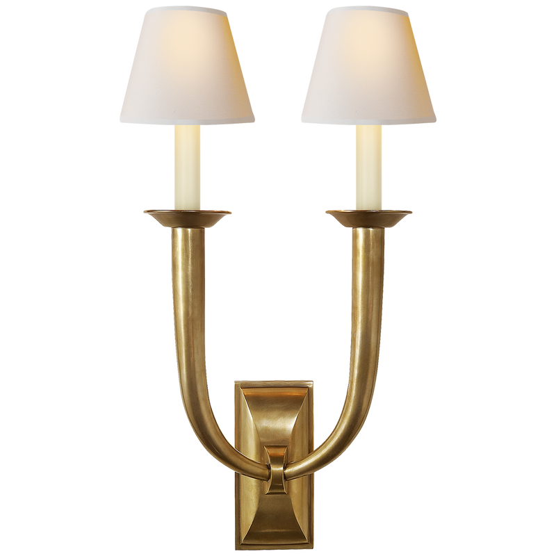French Deco Horn Double Sconce