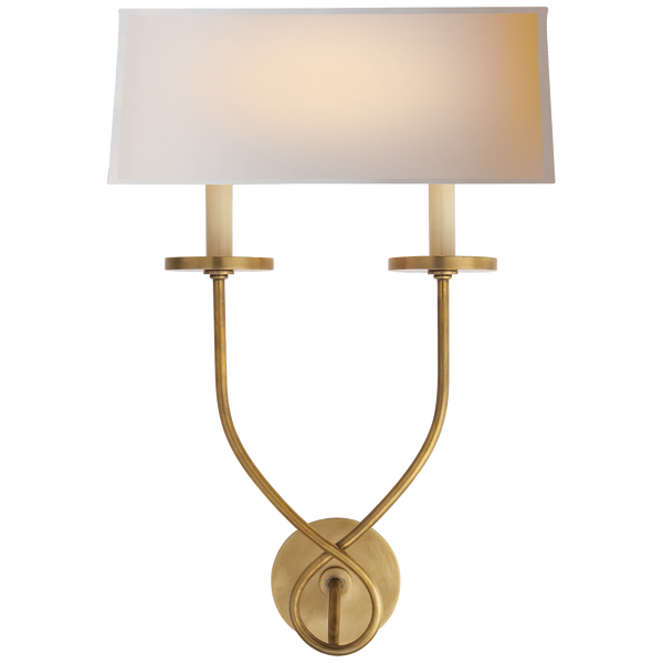 Visual Comfort Signature Collection  Visual Comfort CHA8983AB-NP Chapman &  Myers Crystal Panel 29.5 inch 150 watt Antique-Burnished Brass Table Lamp  Portable Light in Natural Paper
