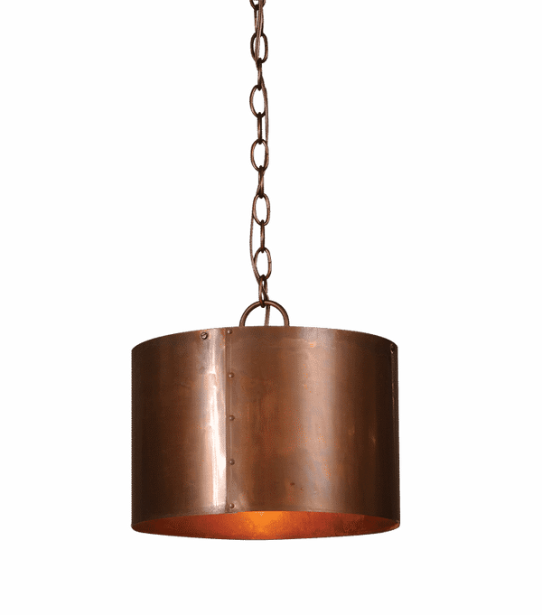Round Copper Drum Chandelier - Mini