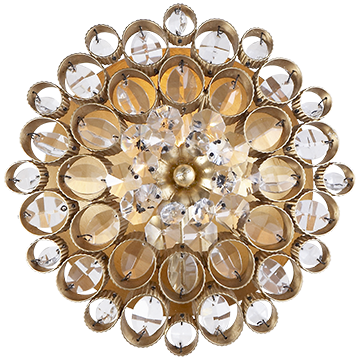 Claret Round Sconce in Gild with Crystal
