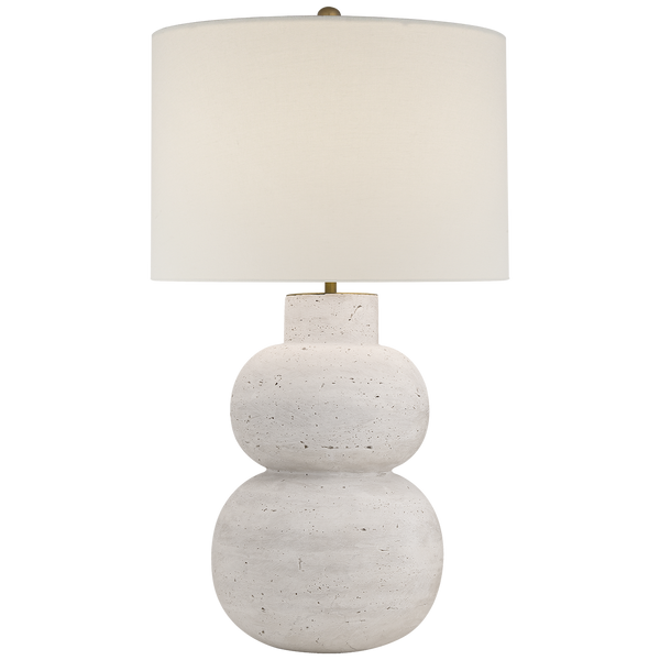 Merlat Table Lamp in Limestone with Linen Shade