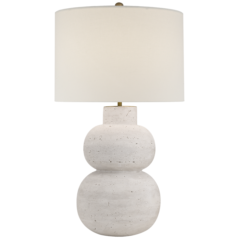 Merlat Table Lamp in Limestone with Linen Shade