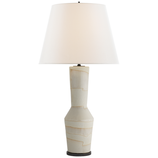Alta Table Lamp in Porous White and Ivory with Linen Shade